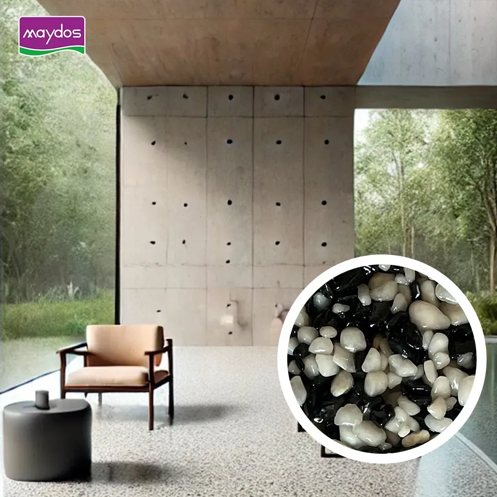 Customizable Resin Washed Stone Floor Water Proof White Resin Washed Stone