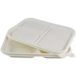 Manufacturers direct selling gift packaging boxes 3 compartment cornstarch rectangle food container