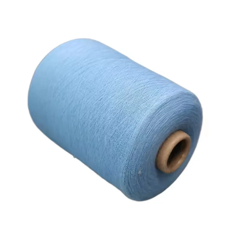 New Style Combed Cotton Covered Spandex Yarn 40S + 40D Light Blue – Soft & Strong Yarn for Knitting