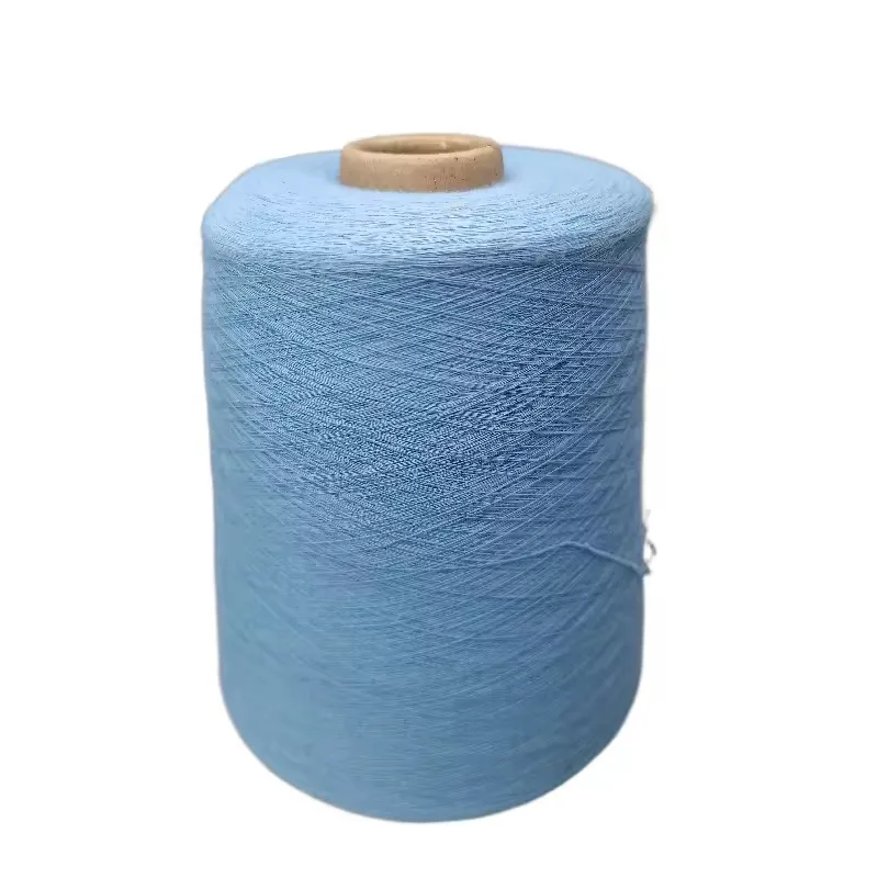New Style Combed Cotton Covered Spandex Yarn 40S + 40D Light Blue – Soft & Strong Yarn for Knitting
