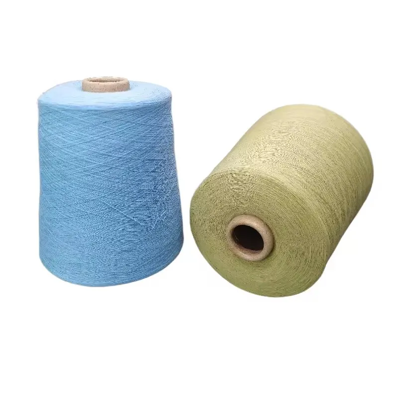 New Style Combed Cotton Covered Spandex Yarn 40S + 40D Light Blue – Soft & Strong Yarn for Knitting