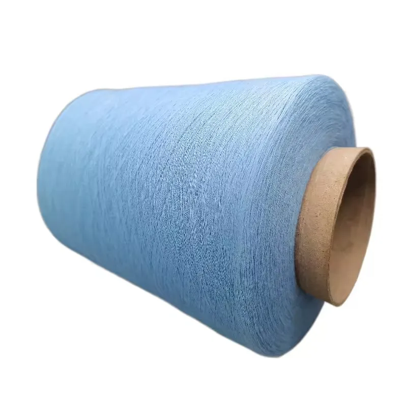 New Style Combed Cotton Covered Spandex Yarn 40S + 40D Light Blue – Soft & Strong Yarn for Knitting