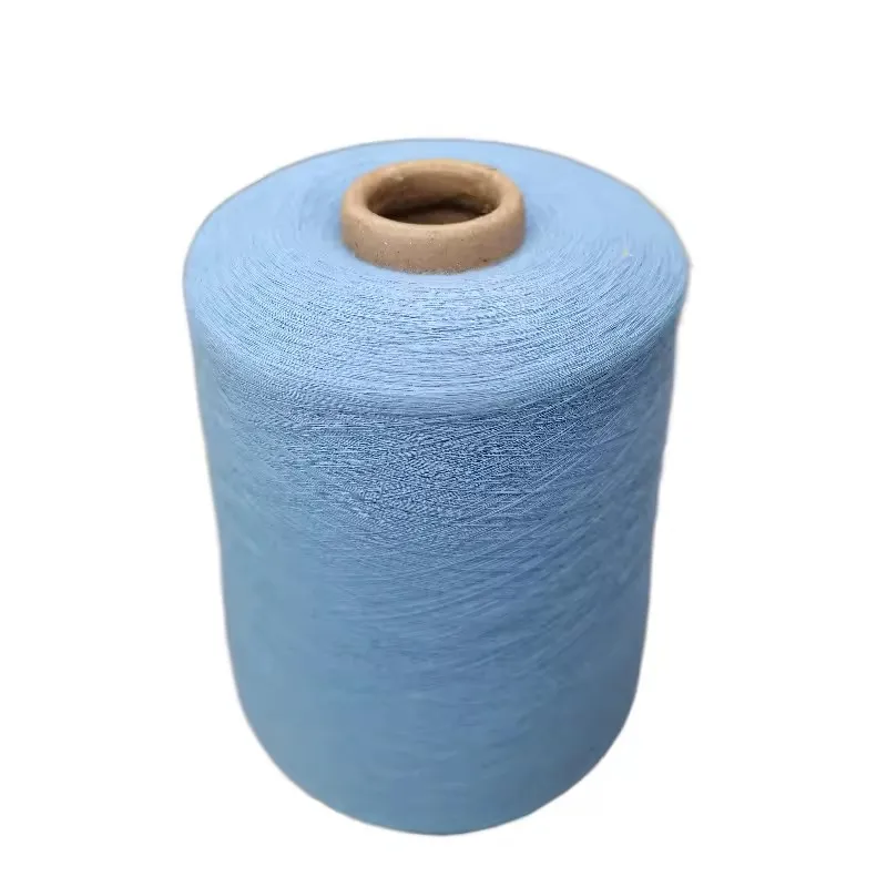 New Style Combed Cotton Covered Spandex Yarn 40S + 40D Light Blue – Soft & Strong Yarn for Knitting