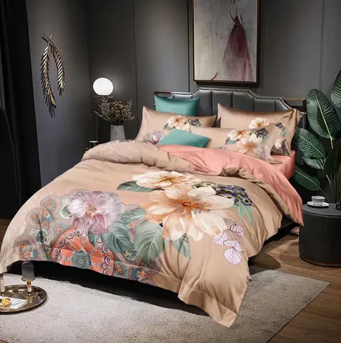 Luxury Bedsheets Polyester Microfiber Fabric for 3D Digital Printed Floral Bedding Duvet Covers Sets