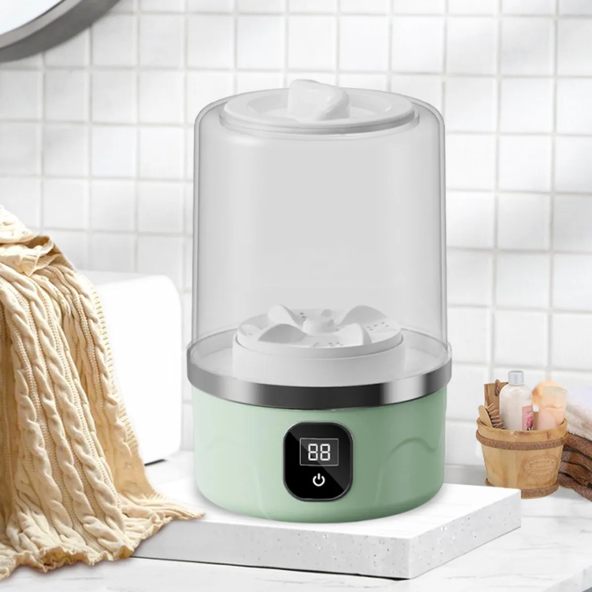 Portable Mini Travel Washing Machine 1L Deeply Clean Lightweight Compact Dehydratable Laundry