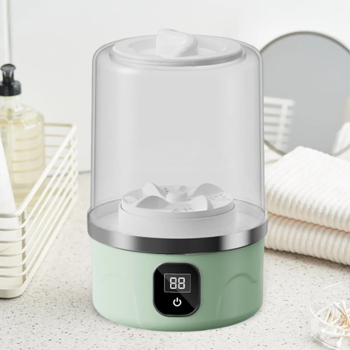 Portable Mini Travel Washing Machine 1L Deeply Clean Lightweight Compact Dehydratable Laundry