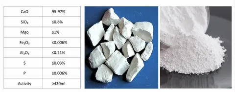 High Grade 95% CaO Low Carbon Active Quicklime Lumps for Chemical Production