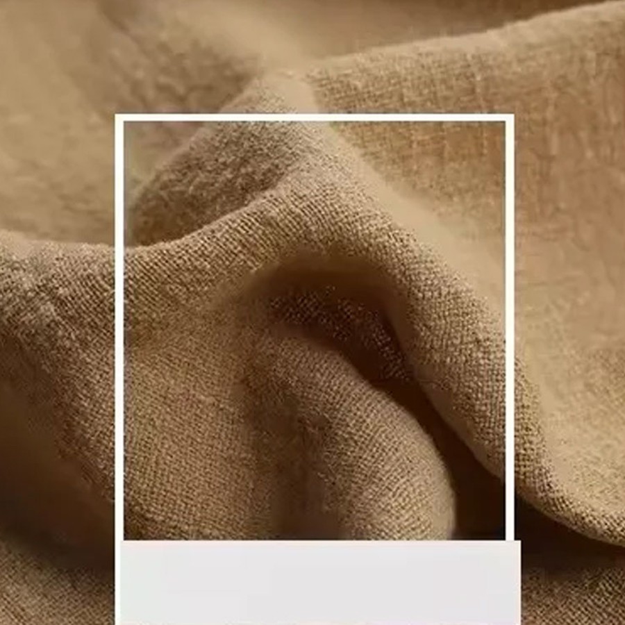 2. Solid Sand 100% Cotton Bamboo Linen Crepe Fabric - 130cm Wide, Perfect for Summer Dresses and Shawls
