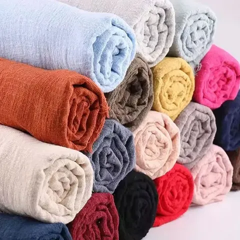 2. Solid Sand 100% Cotton Bamboo Linen Crepe Fabric - 130cm Wide, Perfect for Summer Dresses and Shawls