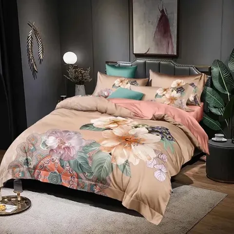 Luxury Bedsheets Polyester Microfiber Fabric for 3D Digital Printed Floral Bedding Duvet Covers Sets