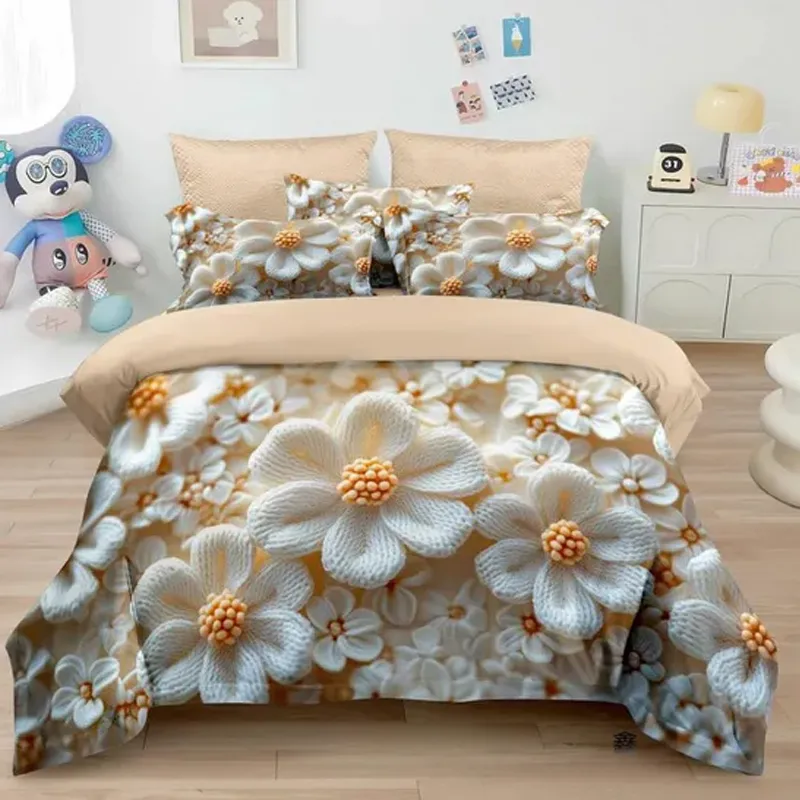 Hermosa ropa de cama infantil de tela con impresi&oacute;n digital v&iacute;vida en 3D o 5D.