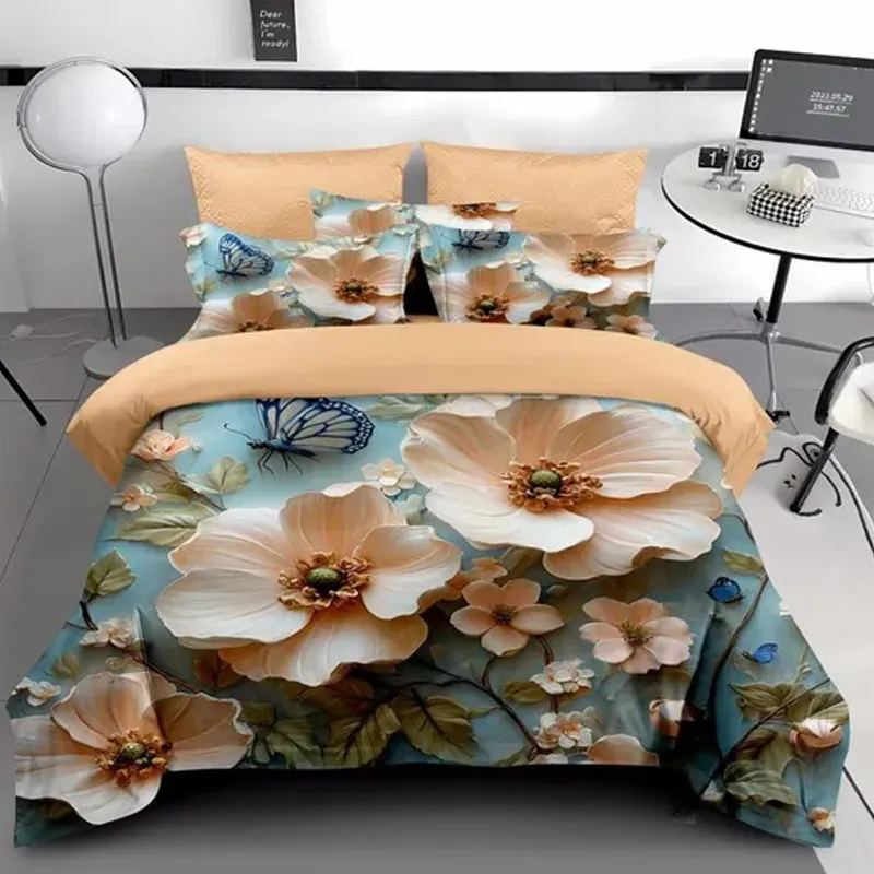 Hermosa ropa de cama infantil de tela con impresi&oacute;n digital v&iacute;vida en 3D o 5D.